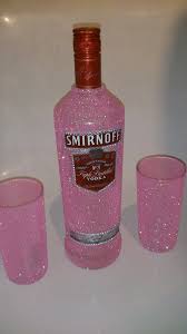 Glitter Glittered Smirnoff Vodka 75cl And 2 Wine Glasses Set Choose Any Colour Glitter Wine Bottles Bedazzled Liquor Bottles Bling Bottles