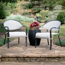 Patio dining sets feature rectangular, round, square or oval tables, and many include a space for a patio umbrella so the bright midday sun. Leisure Made Monticello 3 Piece Black And White Wicker Outdoor Bistro Set 555621 Bw The Home Depot