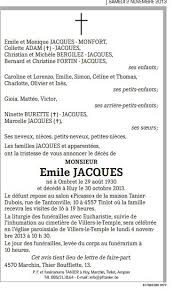Avis de décès dans l'aube (10). Avis De Deces De De Monsieur Emile Jacques Nandrin