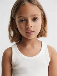 REISS Violet Cotton Blend Ribbed Vest in White