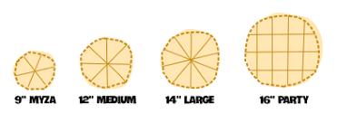 Pizza Size Chart Pizza Menu Pizza Sizes Supreme Pizza