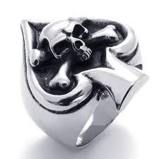 Black Ace Of Spades Ring Konov Jewelry Vintage Gothic Skull Biker Ace Of Spades Stainless Steel Mens Ring Black Silver Avail Mens Stainless Steel Rings Rings For Men Punk Accessories