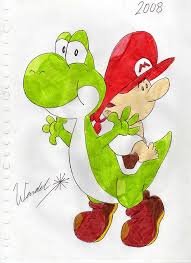 The most remarkable racing game of mario bros. Yoshi And Baby Mario Drawing By Wendel Krolis