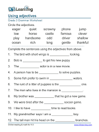 Worksheets, lesson plans, activities, etc. Adjectives Worksheets For Grade 3 Fill Online Printable Fillable Blank Pdffiller