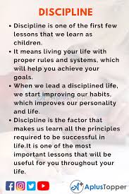 Importance of discipline in life. 10 Lines On Discipline For Students And Children In English A Plus Topper