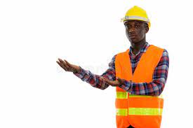 Check spelling or type a new query. Studio Shot Of Young Black African Man Construction Worker Showi Stock Photo Image Of Isolated Builder 130659448