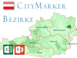 Austria österreich vektorkarte bundesländer bezirke gemeinden. Citymarker Osterreich Powerpoint Karten Generieren