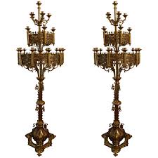 Pair Of Large Floor Standing Brass Candelabras Circa 1860 Candelabra Candle Candelabra Brass Candle