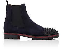 Christian Louboutin Melon Spikes Flat Suede Chelsea Boots 1295 Crafted Of Navy Suede Christian Louboutin S Melon Spi Suede Chelsea Boots Chelsea Boots Boots