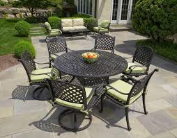 In polypropylene, resin, glass and aluminium. Nassau Cast Aluminum 7pc Patio Dining Set With 60 Round Table Series 3000 Antique Bronze Zenpatio