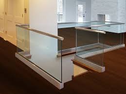 A sleek glass railing interior with stainless steel accents rightfully comes to mind. Glass Railings Creative Mirror Shower