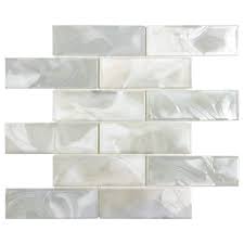 Fill your cart with color today! Mto0655 Modern 2x6 White Pearl Iridescent Subway Glass Mosaic Tile