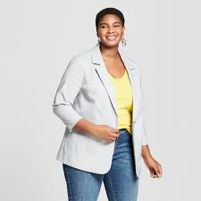 Black And White Striped Blazer Plus Size Women S Plus Size Striped Boyfriend Blazer Ava Viv Black White 4x Boyfriend Blazer Blazer Plus Size Women