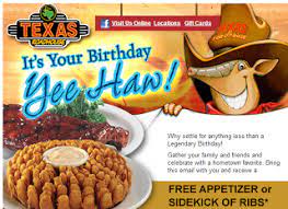 Ant heidi getting the birthday treatment at texas roadhouse.it was so funny to see her have to get up on the saddle and wave the napkin! Birthday Freebies And Coupons List 2014 Restaurants Fast Food Places Texas Roadhouse Fast Food Places Free Appetizer