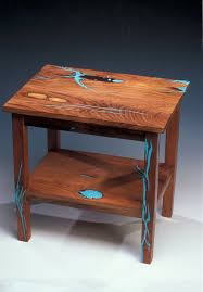 Mesquite End Table With Turquoise Inlay Resin Furniture Wood Pallet Furniture Recycled Furniture