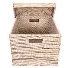 Rattan File Box With Lid And Cutout Handles In 2020 Box With Lid Storage Baskets With Lids Wicker Basket With Lid