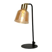 Pour ampoule e14 non comprise. Lampe A Poser Abat Jour Verre Noir Et Or H 36cm