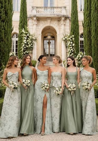 mix and match sage green bridesmaid dresses