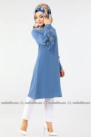 Kolu Firfirli Tesettur Tunik Pl891 Mavi Modaselvim Mavi Moda Moda Moda Stilleri