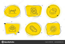 Web Mail Pie Chart And Stock Analysis Icons Set Paper Clip