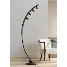 Steel base with a dark bronze finish and a matte black foot. Arcos 71 High Bronze Arc Floor Lamp By Franklin Iron Works 4g503 Lamps Plus Floor Lamp Arc Floor Lamps Industrial Floor Lamps