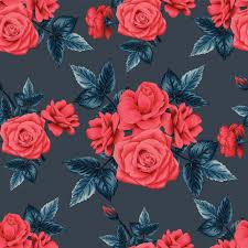 Seamless Pattern Beautiful Red Rose Flowers On Black Color Background Black Colour Background Red Rose Flower Easter Colors