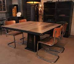 table carree industrielle palteau chene massif table a manger bois et metal salle a manger table carree table carree bois