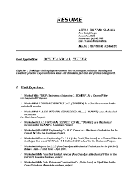 Tailor your resume by picking relevant responsibilities from the examples below and then add your accomplishments. Resume Mechanical Fitter Business