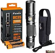 Amazon Com 2 Batteries Bundle Fenix Uc35 V2 0 2018 Upgrade 1000 Lumens Pd35 Rechargeable Led Tactical Flashlight Tactical Flashlight Charging Cord Flashlight