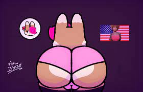 absurd res anthro ass big butt brown body female first person  view hair hi res ice spice lagomorph leporid mammal pink hair rabbit simple  background solo solo focus stars
