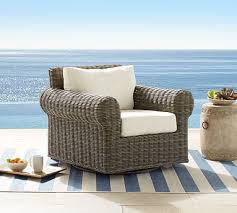 Huntington All Weather Wicker Roll Arm Swivel Occasional Chair Potterybarn Outdoor Furniture Cushions Wicker Porch Furniture Outdoor Chairs
