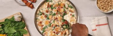 From classic chicken noodle soup and creamy chicken mushroom and other delicious recipes inspired by cuisines across the globe, find the perfect. Italian Chicken Skillet With Spinach And Bacon Campbell Soup Company