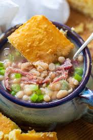 Remove the bacon from the pan and most of the bacon fat and cook some onions with salt and pepper in that same pan. Crock Pot Ham And Beans Slow Cooker Bean Soup Casserole Crissy