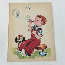 1955 print boy blowing bubbles by Esther friend