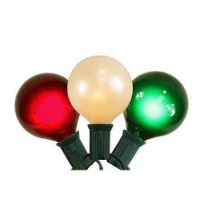 Set Of 15 Red White And Green Satin G50 Globe Christmas Lights Green Wire Walmart Com White Christmas Lights Red Christmas Lights Christmas Lights