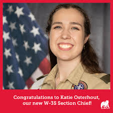 Congratulations Katie! It was an honor to serve with you as my vice chief,  and I am looking forward to all of the great things you will accomplish as  chief. Section W-3S