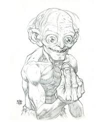 Gollum Smeagol Lord Of The Rings By Roger Cruz In Roger Cruz S 03 Pencil Drawings Comic Art Gallery Room Pen drawing and water color and ink. gollum smeagol lord of the rings by