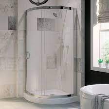 Ove Decors Breeze Polished Chrome 76 In X 32 In X 32 In 2 Piece Round Corner Shower Kit Lowes Com Corner Shower Kits Glass Corner Shower Corner Shower Enclosures