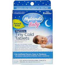 Hyland's baby nighttime cold syrup, natural relief of runny nose, congestion, and sleeplessness, 4 ounces temporarily relieves the symptoms of indoor and . Hyland S Baby Nighttime Tiny Cold Tablets Natural Relief Of Runny Nose Congestion And Cold Symptoms At Night 125 Quick Dissolving Tablets