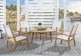 Pleasant Bay Teak Tan 5 Pc Outdoor Chat Seating Set Outdoor Seating Set Outdoor Furniture Sets Seating