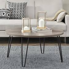 Powell jenna distressed wood coffee table in white. Owen Wooden Round Coffee Table In Distressed Grey Oak Furniture In Fashion