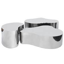 Exceptional Set Of Three Free Form Coffee Tables By Karl Springer Polished Steel Antique Coffee Tables Coffee Table Cover