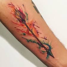 Black and grey color arrow tattoos on arm. Image Result For Arrow Tattoo Watercolour Flame Tattoos Tattoos Arrow Tattoo