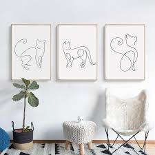 Picasso Style Cat Drawings Picture Wall Art Prints Canvas Art Painting Picture Wall Living Room Animal Canvas Art