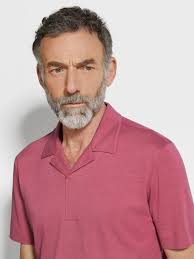 ZEGNA FUCHSIA SILK AND COTTON PIQUET POLO SHIRT