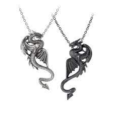 Alchemy Gothic Draconic Tryst Dragon Sweetheart 2 In 1 Antiqued Pewter Pendant Dragon Jewelry Magical Jewelry Dragon Necklace