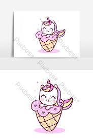 Unicorn adalah sebuah makhluk mitologis yang berwujud seekor binatang kuda berwarna putih dengan sebuah. Cute Unicorn Cartoon Ice Cream Happy Birthday Yummy Food Dessert Kawaii Vector Graphic Element Png Images Ai Free Download Pikbest