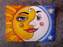 Sun Moon Stars Art Aceo 2 1 2 X 3 1 2 Painting Moon Stars Art Moon Painting Art That's right, these are the preliminary designs for moonface and sunface;