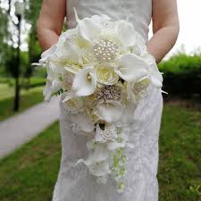 Howto #bouquet #silkflowers how to create a beautiful bouquet (posie style) with artificial silk flowers. Ivory Wedding Flowers Pearls Crystal Bridal Waterfall Bouquets Artificial Decors Ebay