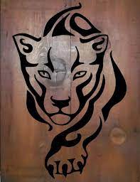 Simple Tribal Jaguar On Reclaimed Barn Wood Wall Art 20 X26 Quot Silhouette Art Animal Stencil Wood Art